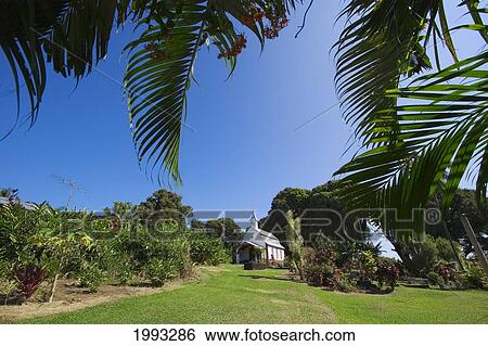 Stock Photograph - Hawaii, Maui, Wailua, Our Lady Of Fatima Shrine, Also Known As The Coral Miracle Church And St. Gabriel's Church, Near Marker 18 On The Road To Hana. Fotosearch