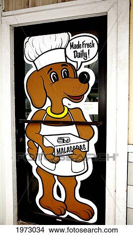 Picture - Hawaii, Maui, Wailuku, Home Made Bakery Door Painting (Fresh Malasadas Baked Fresh Everyday).. Fotosearch