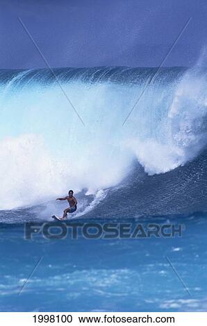 Hawaii, Maui, Windmills, Lloyd Ishimine Surfing, Large Crashing Wave In Back View Large Photo Image Stock Image - Hawaii, Maui, Windmills, Lloyd Ishimine Surfing, Large Crashing Wave In Back. Fotosearch