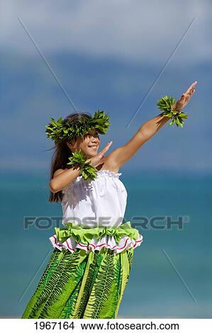 Hawaii, Maui, Young Girl Dancing Hula. View Large Photo Image Picture - Hawaii, Maui, Young Girl Dancing Hula.. Fotosearch