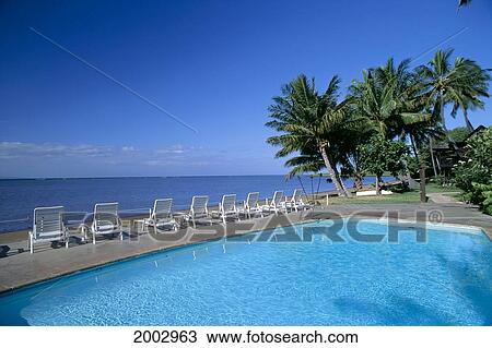 Hawaii, Molokai, Hotel Molokai, View Of Pool And Oceanfront, Landscape Blue Skies View Large Photo Image Stock Image - Hawaii, Molokai, Hotel Molokai, View Of Pool And Oceanfront, Landscape Blue Skies. Fotosearch