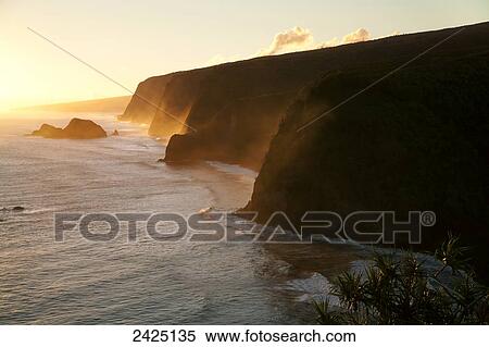 Hawaii, North Kohala, Pololu and Honokane Niu Valleys at sunrise from Pololu Lookout. View Large Photo Image Stock Photography - Hawaii, North Kohala, Pololu and Honokane Niu Valleys at sunrise from Pololu Lookout.. Fotosearch