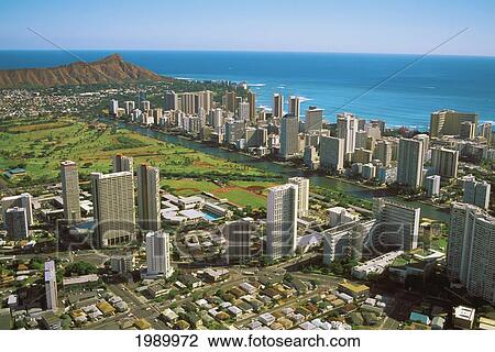 Hawaii, Oahu, Aerial View Of Diamond Head, Waikiki And Golf Course Near Ocean View Large Photo Image Stock Image - Hawaii, Oahu, Aerial View Of Diamond Head, Waikiki And Golf Course Near Ocean. Fotosearch