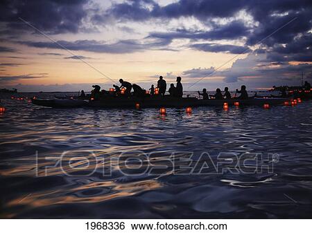 Hawaii, Oahu, Annual Lantern Floating Ceremony During Sunset At Ala Moana View Large Photo Image Stock Photograph - Hawaii, Oahu, Annual Lantern Floating Ceremony During Sunset At Ala Moana. Fotosearch