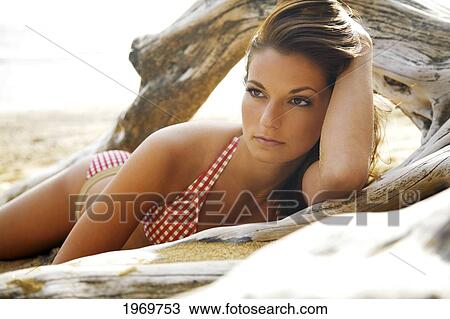 Hawaii, Oahu, Attractive Young Woman On The Beach. View Large Photo Image Stock Image - Hawaii, Oahu, Attractive Young Woman On The Beach.. Fotosearch