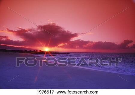 Hawaii, Oahu, Beautiful Sunset. View Large Photo Image Stock Photo - Hawaii, Oahu, Beautiful Sunset.. Fotosearch