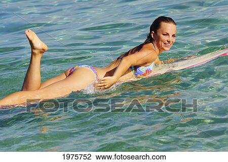 Hawaii, Oahu, Beautiful Surfer Girl In The Ocean. View Large Photo Image Stock Image - Hawaii, Oahu, Beautiful Surfer Girl In The Ocean.. Fotosearch