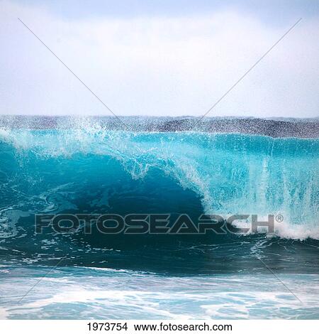 Picture - Hawaii, Oahu, Beautiful Wave Breaking.. Fotosearch