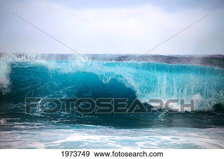 Hawaii, Oahu, Beautiful Wave Breaking. View Large Photo Image Stock Photo - Hawaii, Oahu, Beautiful Wave Breaking.. Fotosearch