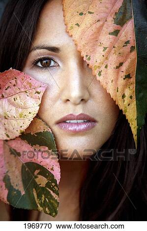 Hawaii, Oahu, Closeup Of Young Beauty Female Headshot With Colorful Leaves Next To Her Face. View Large Photo Image Stock Image - Hawaii, Oahu, Closeup Of Young Beauty Female Headshot With Colorful Leaves Next To Her Face.. Fotosearch