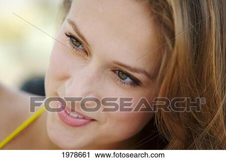 Stock Image - Hawaii, Oahu, Closeupof A Beautiful Girl.. Fotosearch