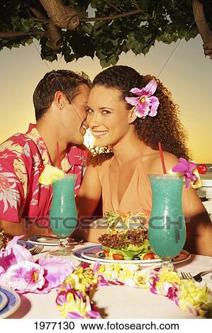 Hawaii, Oahu, Couple At A Restaurant At Sunset. View Large Photo Image Stock Image - Hawaii, Oahu, Couple At A Restaurant At Sunset.. Fotosearch