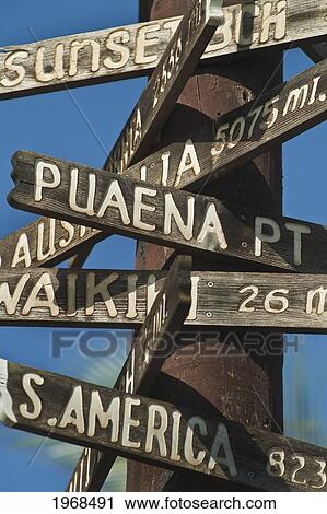 Hawaii, Oahu, Detail Of Sign Pole Located In Haleiwa. View Large Photo Image Stock Image - Hawaii, Oahu, Detail Of Sign Pole Located In Haleiwa.. Fotosearch