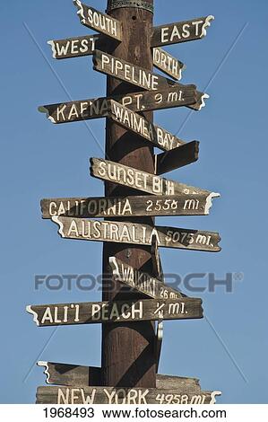 Hawaii, Oahu, Detail Of Sign Pole Located In Haleiwa. View Large Photo Image Stock Image - Hawaii, Oahu, Detail Of Sign Pole Located In Haleiwa.. Fotosearch