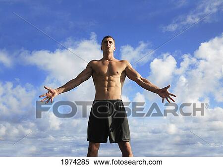 Hawaii, Oahu, Fit Male Posing At The Tidepool. View Large Photo Image Stock Photography - Hawaii, Oahu, Fit Male Posing At The Tidepool.. Fotosearch