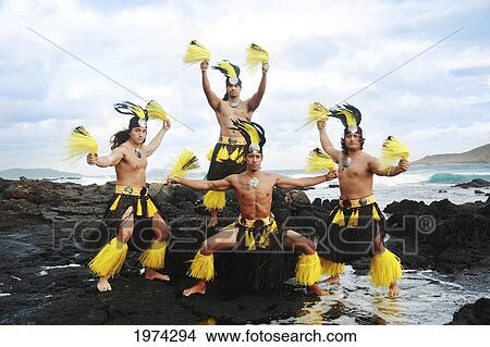 Hawaii, Oahu, Group Of Tahitian Male Dancers Posing. View Large Photo Image Picture - Hawaii, Oahu, Group Of Tahitian Male Dancers Posing.. Fotosearch