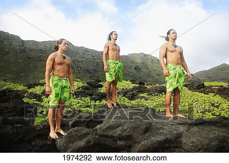 Hawaii, Oahu, Group Of Tahitian Male Dancers Posing. View Large Photo Image Stock Image - Hawaii, Oahu, Group Of Tahitian Male Dancers Posing.. Fotosearch