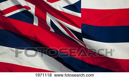Stock Photo - Hawaii, Oahu, Hawaiian Civil And State Flag (Ka Hae Hawaii). Fotosearch