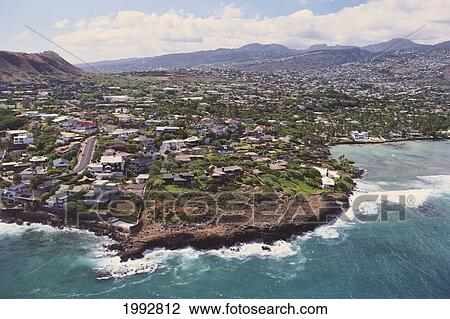 Hawaii, Oahu, Kahala Area Aerial Over Black Point, Coastal Houses. View Large Photo Image Stock Image - Hawaii, Oahu, Kahala Area Aerial Over Black Point, Coastal Houses.. Fotosearch