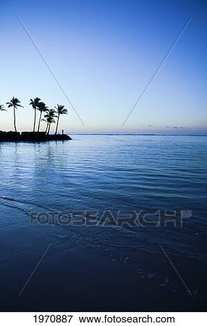 Hawaii, Oahu, Kahala Beach, Early Morning Light On The Water View Large Photo Image Stock Photo - Hawaii, Oahu, Kahala Beach, Early Morning Light On The Water. Fotosearch