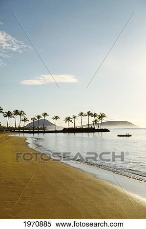 Hawaii, Oahu, Kahala Beach, Early Morning Light At An Empty Shoreline View Large Photo Image Stock Photography - Hawaii, Oahu, Kahala Beach, Early Morning Light At An Empty Shoreline. Fotosearch