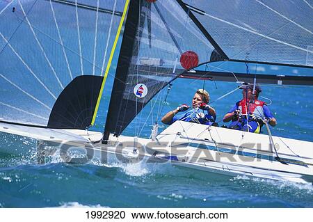 Hawaii, Oahu, Kaneohe, 49-Er's Boat Race. View Large Photo Image Stock Image - Hawaii, Oahu, Kaneohe, 49-Er's Boat Race.. Fotosearch