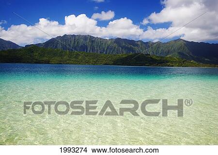 Hawaii, Oahu, Kaneohe Bay And Windward Coast As Seen From The Sandbar View Large Photo Image Picture - Hawaii, Oahu, Kaneohe Bay And Windward Coast As Seen From The Sandbar. Fotosearch
