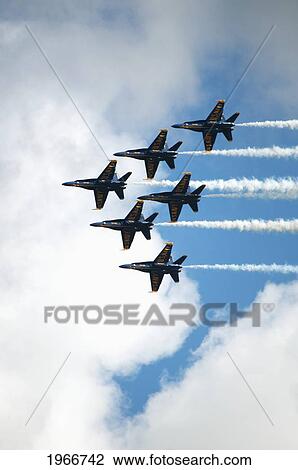 Stock Image - Hawaii, Oahu, Kaneohe, Kaneohe Marine Corps Base, Hawaii Air Show, Blue Angels In Flight.. Fotosearch