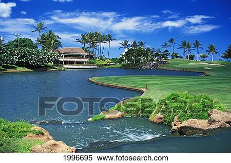 Hawaii, Oahu, Kapolei, Ko'olina Golf Club, 18Th Hole. View Large Photo Image Stock Photography - Hawaii, Oahu, Kapolei, Ko'olina Golf Club, 18Th Hole.. Fotosearch