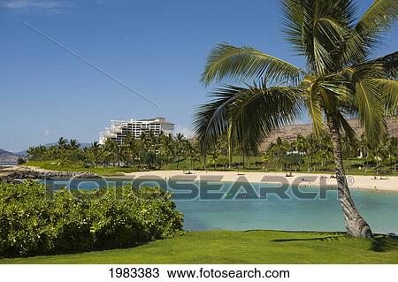Hawaii, Oahu, Ko Olina, Ihilani Hotel, Tropical Lagoon. View Large Photo Image Stock Image - Hawaii, Oahu, Ko Olina, Ihilani Hotel, Tropical Lagoon.. Fotosearch