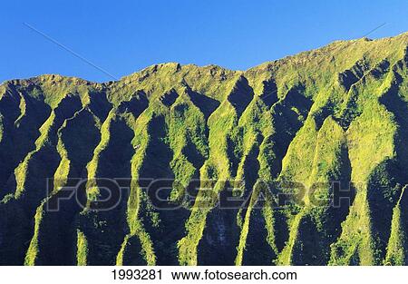 Stock Image - Hawaii, Oahu, Koolau Mountain Range, View Of Mountain Ridges. Fotosearch