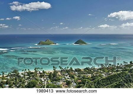 Hawaii, Oahu, Lanikai, Afternoon View Of The Mokulua Islands. View Large Photo Image Stock Image - Hawaii, Oahu, Lanikai, Afternoon View Of The Mokulua Islands.. Fotosearch