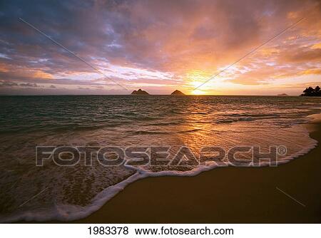 Stock Photo - Hawaii, Oahu, Lanikai Beach At Sunrise.. Fotosearch