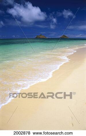 Hawaii, Oahu, Lanikai Beach, Gentle Shore Waves, Turquoise Water, Blue Sky View Large Photo Image Stock Photo - Hawaii, Oahu, Lanikai Beach, Gentle Shore Waves, Turquoise Water, Blue Sky. Fotosearch