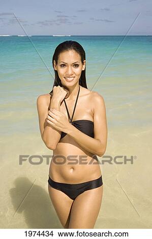 Hawaii, Oahu, Lanikai, Headshot Of Attractive Young Woman. View Large Photo Image Picture - Hawaii, Oahu, Lanikai, Headshot Of Attractive Young Woman.. Fotosearch