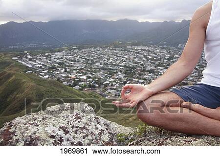 Hawaii, Oahu, Lanikai, Male Hiker Admiring View Of Doing Yoga At The Top Of The Pill Box Hike. View Large Photo Image Stock Image - Hawaii, Oahu, Lanikai, Male Hiker Admiring View Of Doing Yoga At The Top Of The Pill Box Hike.. Fotosearch