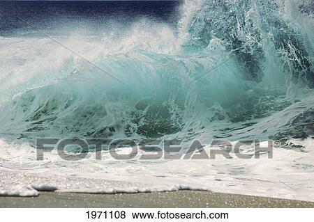 Stock Photo - Hawaii, Oahu, Large Crashing Wave On The North Shore.. Fotosearch