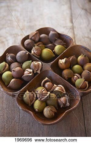 Hawaii, Oahu, Macadamia Nuts In A Beautiful Wooden Platter. View Large Photo Image Stock Photograph - Hawaii, Oahu, Macadamia Nuts In A Beautiful Wooden Platter.. Fotosearch