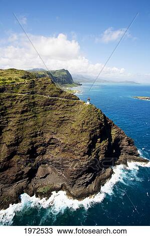 Stock Image - Hawaii, Oahu, Makapu'u Lighthouse, Easternmost Point On Oahu. Fotosearch