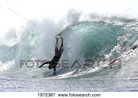 Hawaii, Oahu, North Shore, Afternoon Surfing On Large Waves. Editorial Use Only. View Large Photo Image Stock Photo - Hawaii, Oahu, North Shore, Afternoon Surfing On Large Waves. Editorial Use Only.. Fotosearch