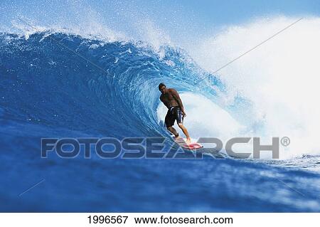 Hawaii, Oahu, North Shore, Backdoor Pancho Stands Inside Wave Curl View Large Photo Image Stock Photo - Hawaii, Oahu, North Shore, Backdoor Pancho Stands Inside Wave Curl. Fotosearch