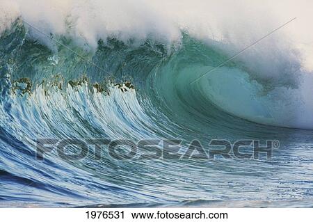 Stock Image - Hawaii, Oahu, North Shore, Beautiful Wave Breaking.. Fotosearch
