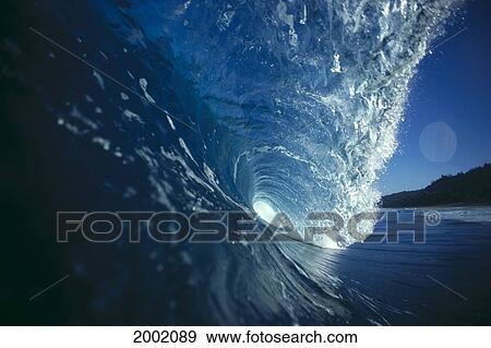 Hawaii, Oahu, North Shore, Close-Up Side View Of Big Wave Curl With Tube View Large Photo Image Stock Photo - Hawaii, Oahu, North Shore, Close-Up Side View Of Big Wave Curl With Tube. Fotosearch