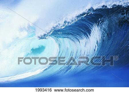 Stock Photograph - Hawaii, Oahu, North Shore, Curling Wave At World Famous Pipeline.. Fotosearch