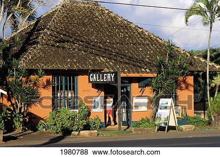 Stock Photo - Hawaii, Oahu, North Shore, Haleiwa, Art Gallery On Roadside.. Fotosearch