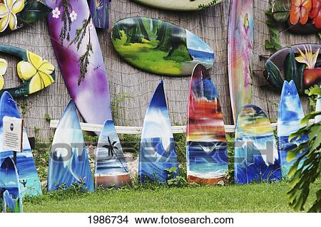 Hawaii, Oahu, North Shore, Haleiwa, Elaborately Painted Surfboards By Ron Artis. View Large Photo Image Picture - Hawaii, Oahu, North Shore, Haleiwa, Elaborately Painted Surfboards By Ron Artis.. Fotosearch