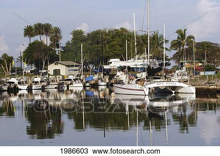 Stock Image - Hawaii, Oahu, North Shore, Haleiwa, Boats Docked At Haleiwa Harbor.. Fotosearch