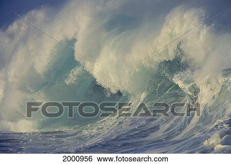 Hawaii, Oahu, North Shore, Large Stormy Wave Curling With Foamy Surface View Large Photo Image Stock Photograph - Hawaii, Oahu, North Shore, Large Stormy Wave Curling With Foamy Surface. Fotosearch