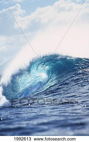 Hawaii, Oahu, North Shore, Pipeline, View Looking Through Curl Of Wave. View Large Photo Image Stock Image - Hawaii, Oahu, North Shore, Pipeline, View Looking Through Curl Of Wave.. Fotosearch