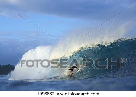 Hawaii, Oahu, North Shore, Pipeline, Derek Ho Surfs Inside Large Well-Lit Curl, View From Front-Side View Large Photo Image Stock Image - Hawaii, Oahu, North Shore, Pipeline, Derek Ho Surfs Inside Large Well-Lit Curl, View From Front-Side. Fotosearch